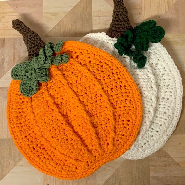 Crochet Pumpkin Potholder Pattern - Crochet pumpkin Pattern - Crochet Farmhouse Pumpkin Trivet  Pattern