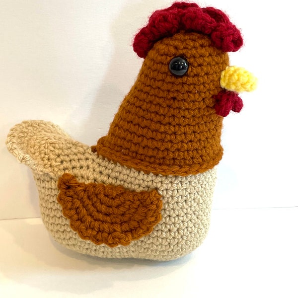 Country Chicken Crochet Pattern - Crochet Farm Chicken Doll Pattern - Big Chicken Crochet Doll