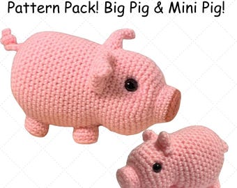 Crochet Pig Patterns - Crochet Big pig and mini pig.