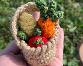 Mini Veggie Basket Crochet Pattern - Crochet Farm Pattern -  Crochet Basket Pattern - Crochet Veggies - Crochet Farm Vegetables