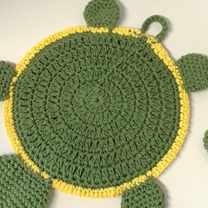 Crochet Turtle Potholder pattern Crochet Potholder and Placemat Pattern Turtle Wall hanging and decor image 6