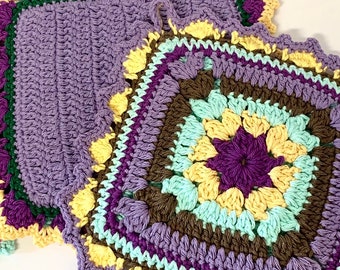 Crochet Mosaic Potholder Pattern - VIntage Diamond Crochet Potholder - Crochet hotpad Pattern