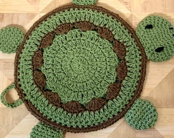 Crochet Turtle Potholder pattern - Crochet Potholder and Placemat Pattern - Turtle Wall hanging and decor