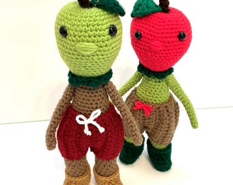 Crochet Apple Boy Pattern - Johnny Apple Seed Crochet Pattern - Little monster crochet pattern - Fruit crochet pattern