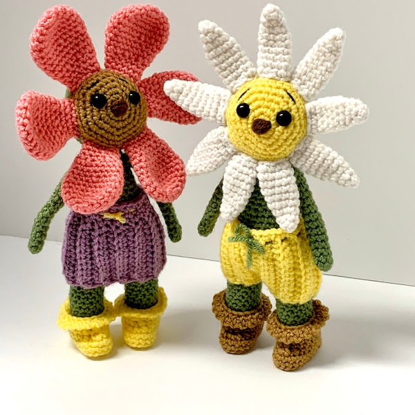 Crochet Flower Doll Pattern - Flower Child Doll Pattern - Fun Spring Flower Doll Crochet Pattern