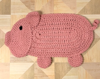 Crochet Pig Potholder Pattern - Crochet Farmhouse Potholder Pattern - Crochet Pig Pattern - Crochet Pig Hot Pad Pattern
