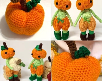 Crochet Pumpkin Pattern - Crochet Pumpkin Boy Pattern - Two Crochet Patterns