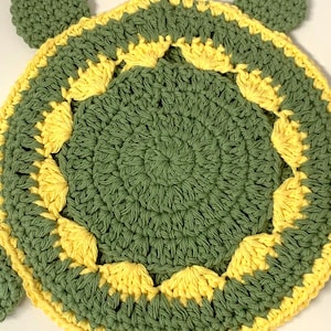 Crochet Turtle Potholder pattern Crochet Potholder and Placemat Pattern Turtle Wall hanging and decor image 7