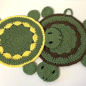 Crochet Turtle Potholder pattern Crochet Potholder and Placemat Pattern Turtle Wall hanging and decor image 5