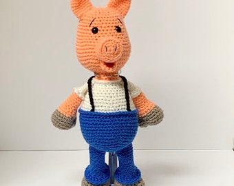 Crochet Pig Pattern - Crochet Boy Pig Pattern - Crochet Farm Animal Doll - Crochet Farm Pig Pattern