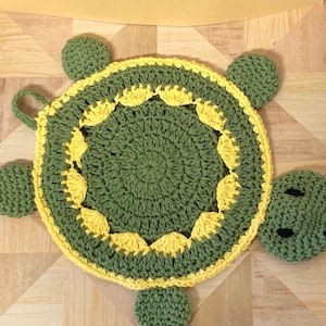 Crochet Turtle Potholder pattern Crochet Potholder and Placemat Pattern Turtle Wall hanging and decor image 4