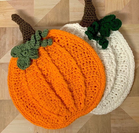 Crochet Pumpkin Potholder Pattern - Crochet pumpkin Pattern - Crochet Farmhouse Pumpkin Trivet  Pattern