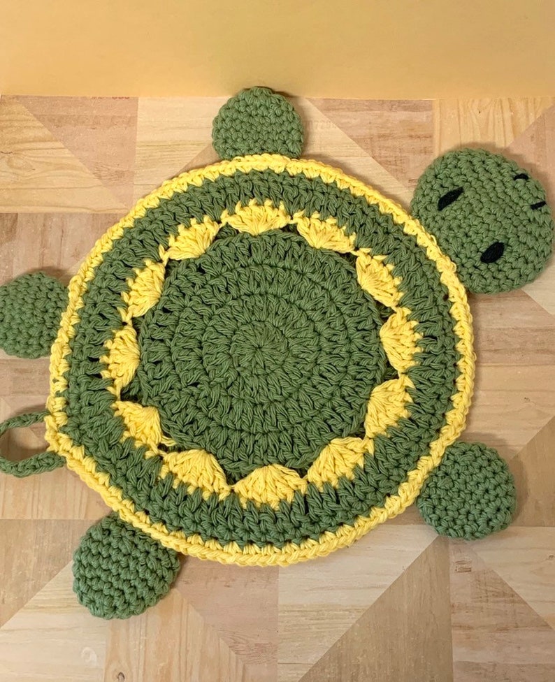 Crochet Turtle Potholder pattern Crochet Potholder and Placemat Pattern Turtle Wall hanging and decor image 8