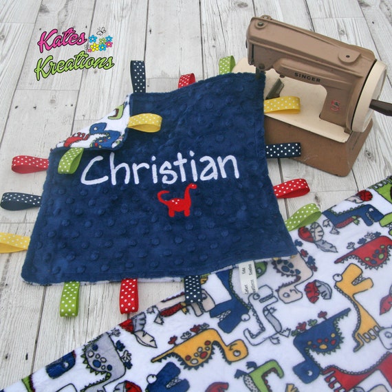 PERSONALISED EMBROIDERED BABY TAGGY TAGGIES BLANKET COMFORTER PRESENT *NEW BABY*