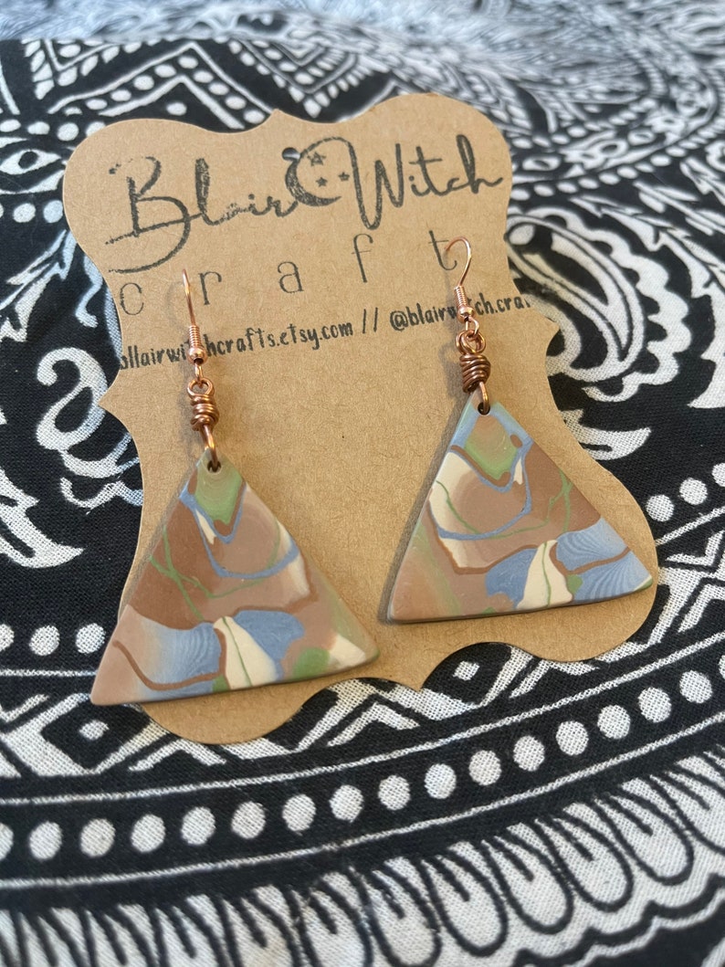 hook earrings with triangle and nature colors Elements Triangle Earrings