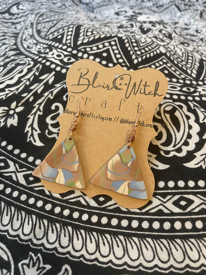 hook earrings with triangle and nature colors Elements Triangle Earrings
