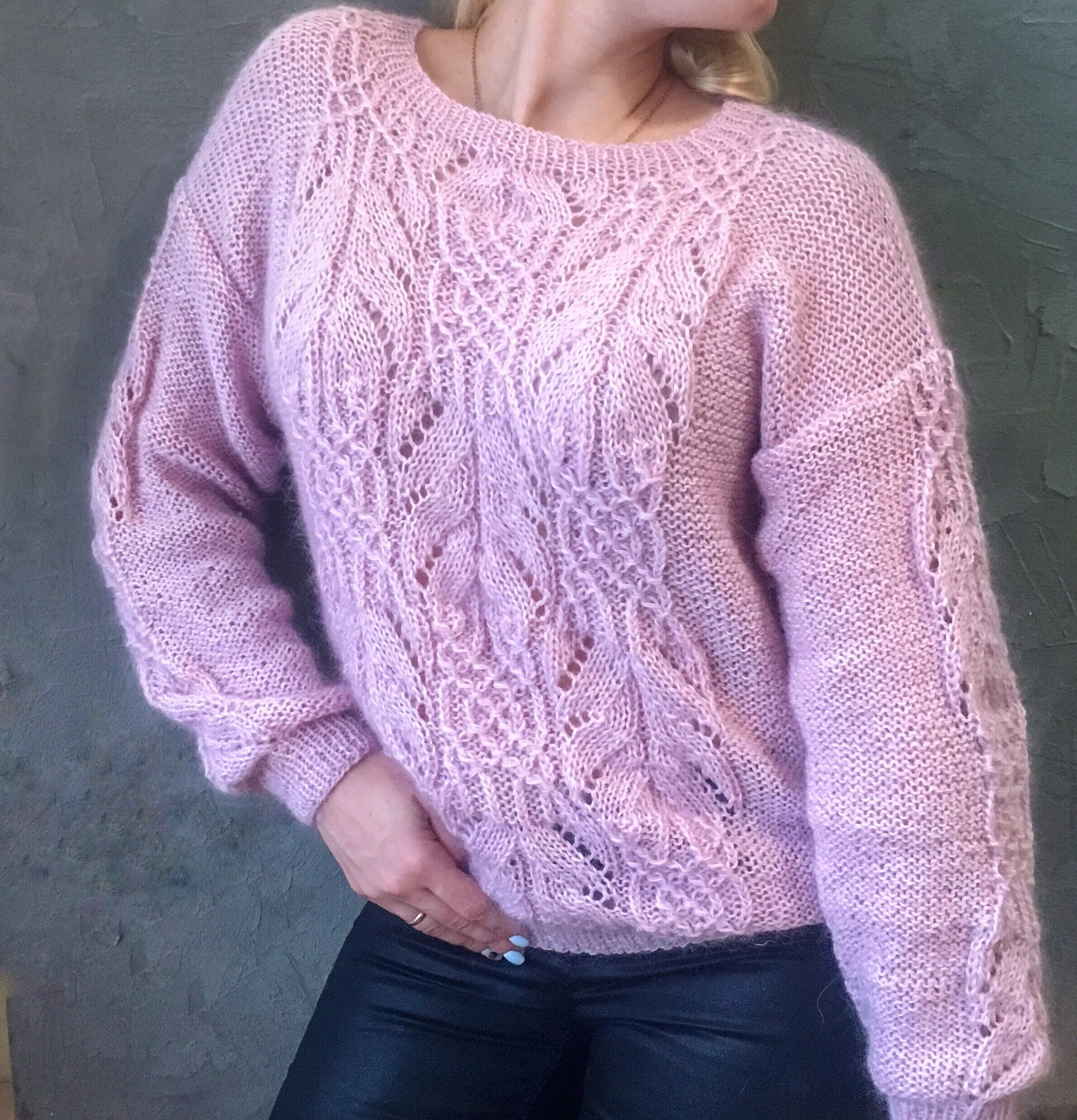 Pink Mohair Sweater Women Hand Knitted Jumper Spring Cozy - Etsy