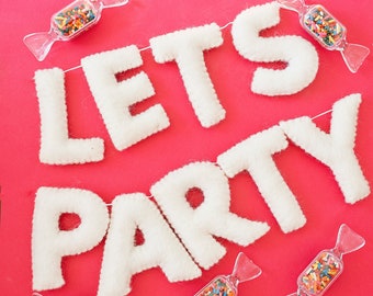 Lets Party Wimpelkette Geburtstag Dekorationen, Kindergeburtstag Girlande Dekor, Mantel Party Dekoration