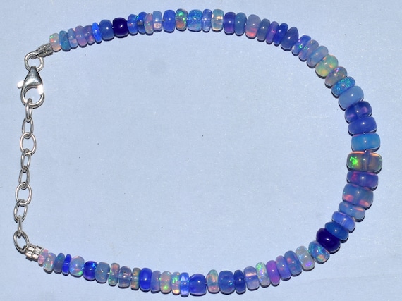 Beads Bracelet 7.5"Inches Natural Ethiopian Opal Bracelet Smooth beads 925 Sterling silver Bracelet Silver Jewelry Beads Bracelet F3711