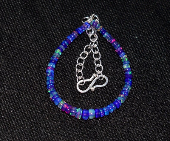 Purple Opal Bracelet, Ethiopian Opal Bracelet Wello Fire Opal Bracelet, Opal Gemstone, Beads Bracelet, Opal Jewelry, Woman Jewelry S2116