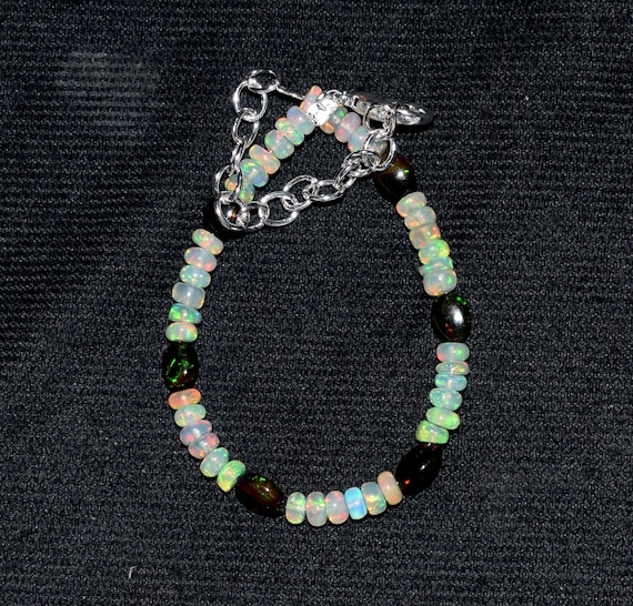 Natural Opal bracelets* Multi flashy opal handmade bracelets* Opal beaded bracelets for women* Silver chain bracelets* Bridesmaid gifts