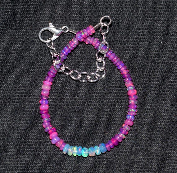 Natural Opal bracelets* Multi flashy opal handmade bracelets* Opal beaded bracelets for women* Silver chain bracelets* Bridesmaid gifts