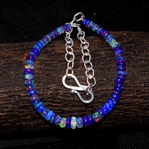 Purple Opal Bracelet, Ethiopian Opal Bracelet Wello Fire Opal Bracelet, Opal Gemstone, Beads Bracelet, Opal Jewelry, Woman Jewelry S2118