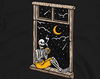 Camiseta Esqueleto para beber café