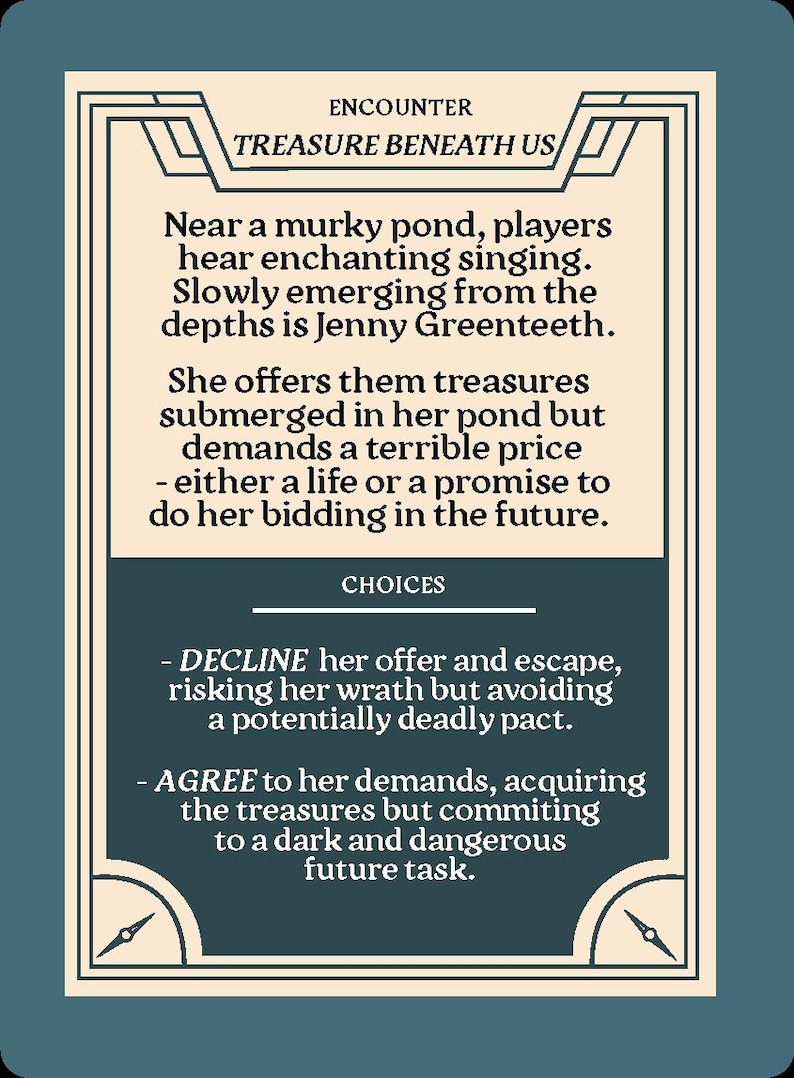 British folklore themed prompt card from Tales Unbound deck, designed for RPG writers and D&D players.