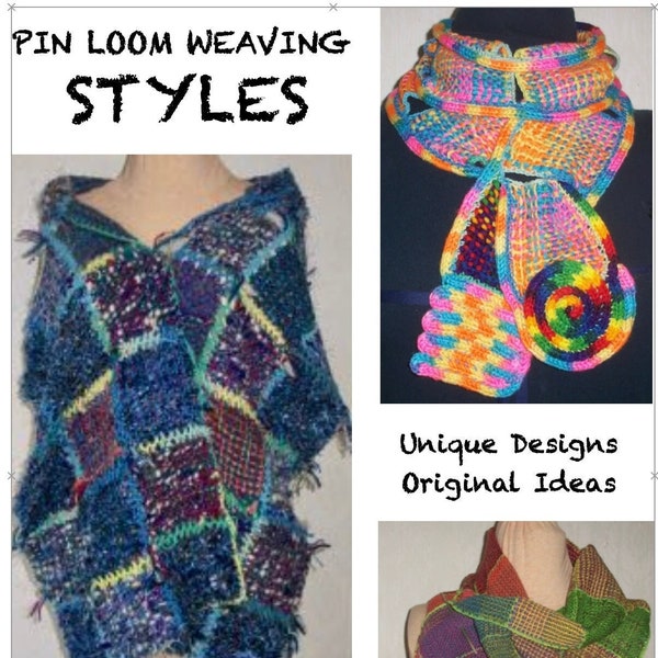 Pin Loom Weaving Styles pdf eBook with 20 Patterns for Scarves,  instant download no shipping, Zoom Loom Squares DIY Complete Instructions