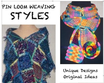 Pin Loom Weaving Styles pdf eBook with 20 Patterns for Scarves,  instant download no shipping, Zoom Loom Squares DIY Complete Instructions