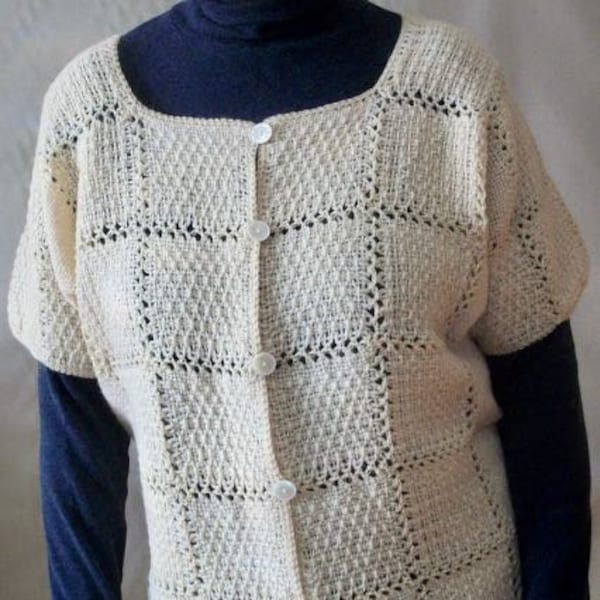Pin Loom Weaving Pattern pdf for Short Sleeve Lacy Cardigan