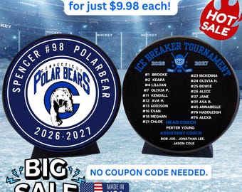 Personalized Hockey Puck, Custom Hockey Puck with Team Logo & Roster, Custom Team Gift, Year End Gift, Tournament Souvenir