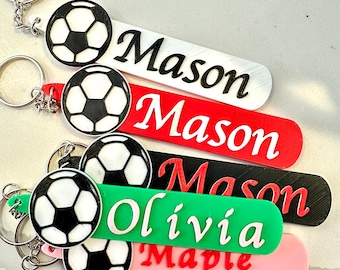 Personalized Soccer Keychain,Custom 3D Printed Soccer Bag Tag,Kids Name Backpack Tag,Sports Team Gift, Soccer Keyring,Custom Soccer Keychain