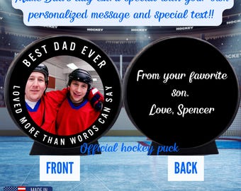 Personalized Hockey Puck with photo,Custom Photo Hockey Puck,Father's Day Gift for Hockey Dad,Best Father's Day Gift,Hockey gifts,Hockey dad