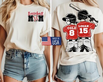 Custom Baseball Mom Shirt, Personalized Baseball Mom Shirt, Custom Name Number Baseball Tee, Game Day Shirt,Baseball Player Mom Gift-Comfort