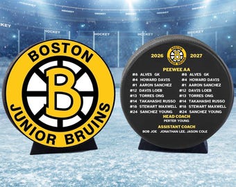 Disco de hockey personalizado, disco de hockey personalizado con el logotipo y la lista de jugadores del equipo, regalo personalizado para el equipo, regalo de fin de año, recuerdo del torneo, regalo para el equipo de hockey