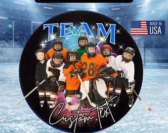 Custom Team Photo hockey Pucks, Personalized Hockey Puck,Custom hockey Pucks,Hockey Player Gift, Year End Player Coach Gift,Hockey team gift