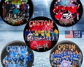 Custom Team Photo hockey Pucks, Personalized Hockey Puck,Custom hockey Pucks,Hockey Player Gift, Year End Player Coach Gift,Hockey team gift