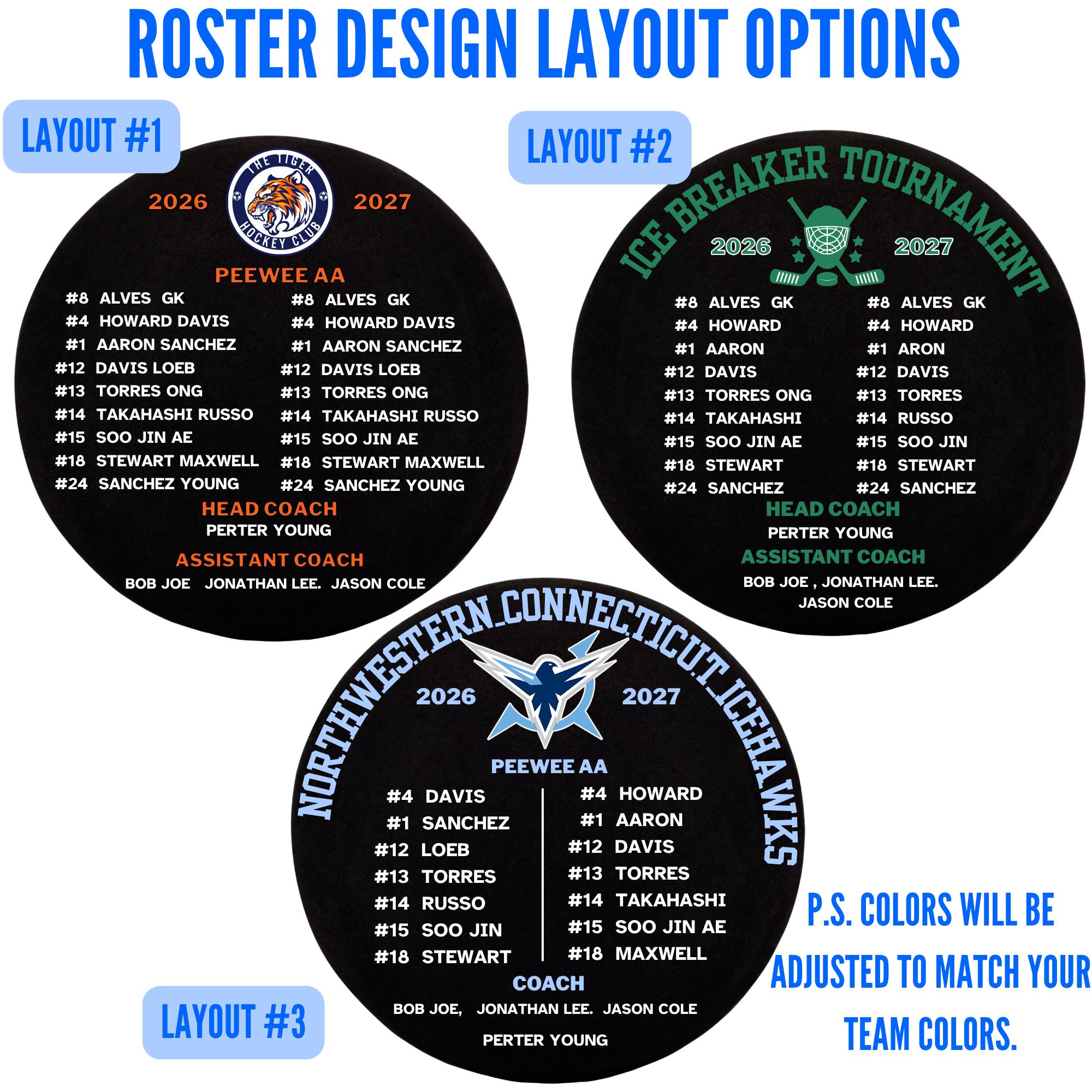 Personalized Hockey Puck,custom Hockey Puck With Team Logo & Roster ...