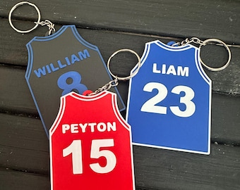 Custom Basketball Jersey Keychain, Basketball Jersey Custom Keychain | Sports Team Gift | Kids Basketball Fan Gift | Personalized Gift