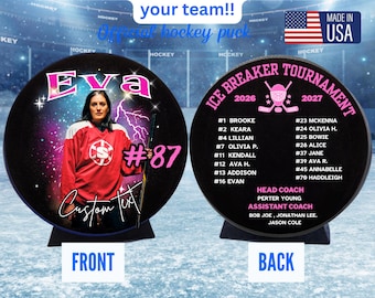 Personalized Hockey Puck, Custom Team Photo Pucks, Coach, Year End Player Coach Gift, Hockey Gift, Hockey Player Gift, UV Printed