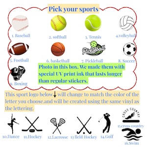 Pode incluir: Um gr&aacute;fico tem&aacute;tico de esportes com dezesseis &iacute;cones numerados, incluindo beisebol, softbol, bola de t&ecirc;nis, v&ocirc;lei, futebol americano, basquete, pickleball, futebol, luvas de boxe, dan&ccedil;a, h&oacute;quei, lacrosse, h&oacute;quei em campo, golfe, cross country e nata&ccedil;&atilde;o.
