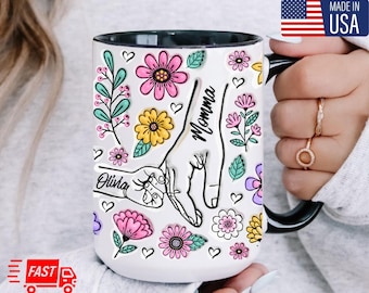 Personalized Mom Mug with Kids Names, Custom Mom Mug, Custom Mama Cup with Kids Names, Mother’s Day Gift, Mommy Birthday Gift,Gift from Kids