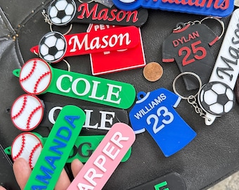 Personalized Baseball Keychain, Custom Baseball Bag Tag,3D Printed Name Tag,Boys Team Gift,Backpack Sports Keyring, Custom Baseball Keychain