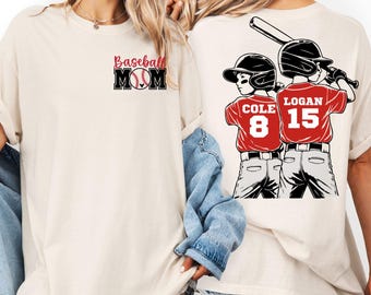 Chemise de baseball personnalisée pour maman, chemise de baseball personnalisée pour maman, t-shirt de baseball personnalisé avec nom et numéro, chemise pour le jour du match, cadeau de baseball pour maman et papa