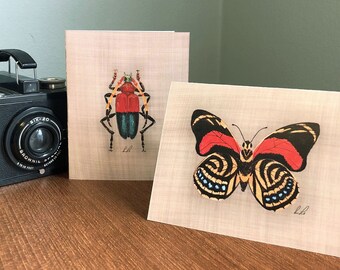 Curio Insects Note Cards, Linen - Downloadable