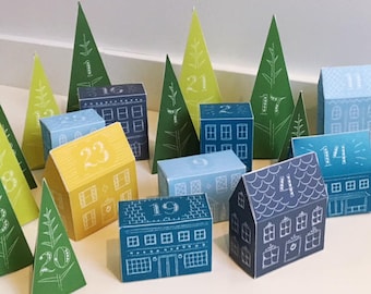 Holiday Village DIY Advent Calendar (Printable)