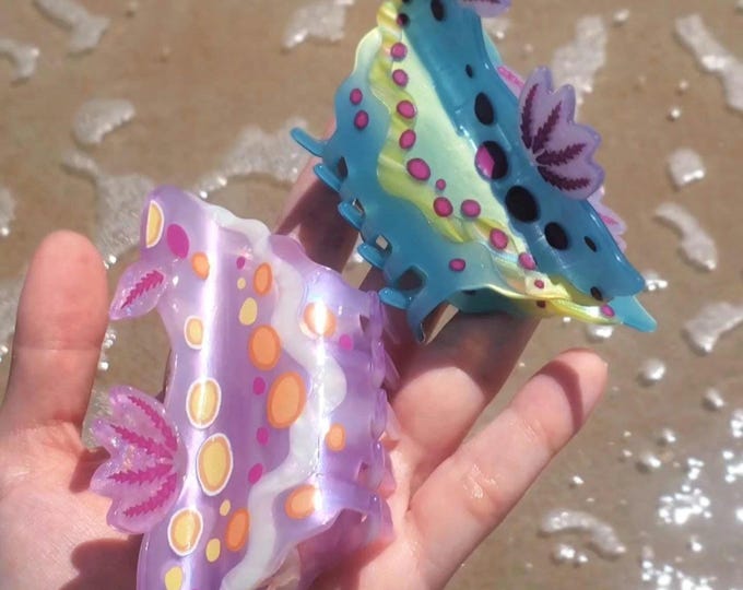 Sea slug nudibranch hair claw clip! - seaslug Hypselodoris sea creature ocean
