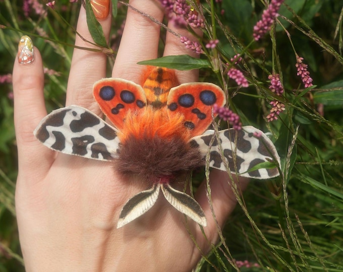 Handmade Garden Tiger Moth hairclip brooch realistic
